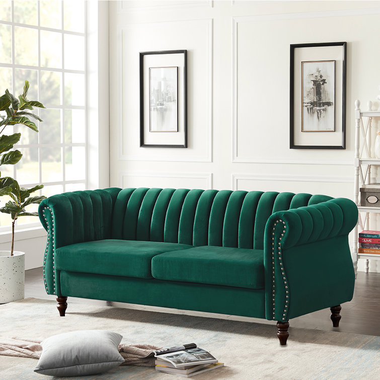 Hbaid 76.4'' Velvet Rolled Arm Chesterfield Sofa & Reviews Wayfair